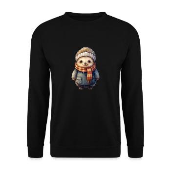 Igel im Winter - Unisex Pullover - Schwarz - Vorne - Alina (178cm) & Michal (187cm)
