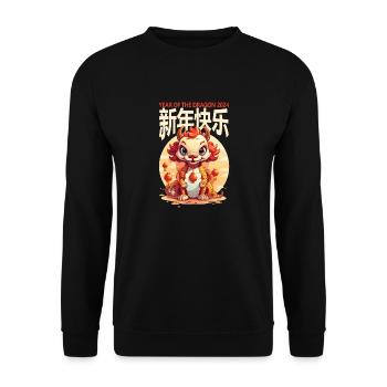 Year Of The Dragon Happy Chinese New Year 2024 - Unisex Pullover - Schwarz - Vorne - Alina (178cm) & Michal (187cm)