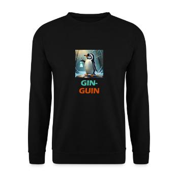 Pinguin lustiger Wortspiel & Party - Unisex Pullover - Schwarz - Vorne - Alina (178cm) & Michal (187cm)