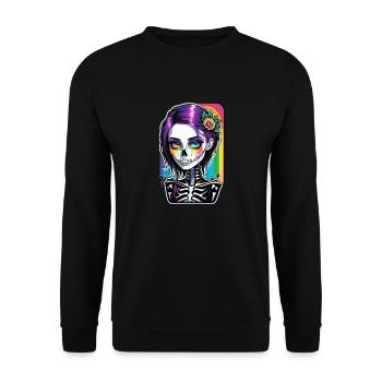 Halloween - Rock & Regenbogen - Unisex Pullover - Schwarz - Vorne - Alina (178cm) & Michal (187cm)