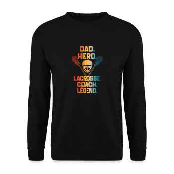 Dad Hero Lacrosse Coach Legend Lacrosse Dad 2024 - Unisex Sweatshirt - black - Front - Alina (178cm) & Michal (187cm)