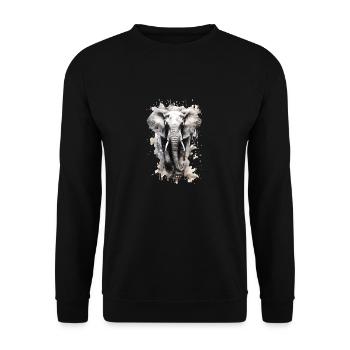 Watercolor Splash elephant - Unisex Pullover - Schwarz - Vorne - Alina (178cm) & Michal (187cm)