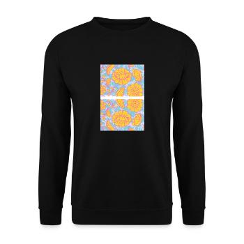 Lady Blumen Design (mit orangefarbenen Blumen) - Unisex Pullover - Schwarz - Vorne - Alina (178cm) & Michal (187cm)