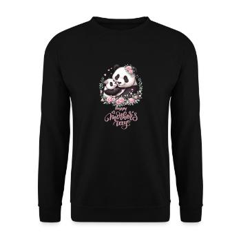 Happy Mother's Day Floral Wreath Mum Panda - Unisex Pullover - Schwarz - Vorne - Alina (178cm) & Michal (187cm)