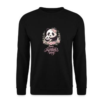 Happy Mother's Day Floral Wreath Mum Panda - Unisex Pullover - Schwarz - Vorne - Alina (178cm) & Michal (187cm)