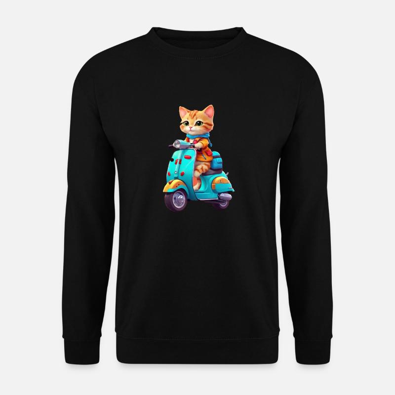 Cat Rides Scooter - Unisex Sweatshirt - black