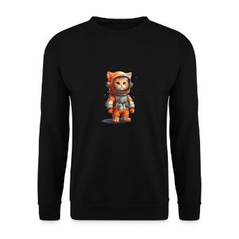 Cute Astronaut orange baby cat design - Unisex Pullover - Schwarz - Vorne - Alina (178cm) & Michal (187cm)