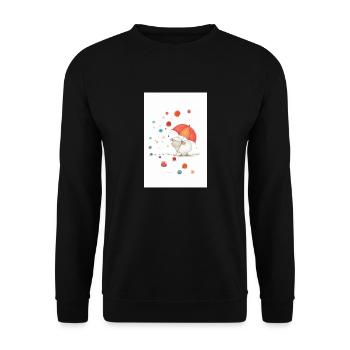 Schaf mit Regenschirm gemalt - Unisex Pullover - Schwarz - Vorne - Alina (178cm) & Michal (187cm)