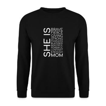 SIE ist Mama Vertikale weiße Farbe - Unisex Pullover - Schwarz - Vorne - Alina (178cm) & Michal (187cm)