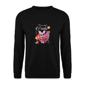 Birthday daughter granddaughter - 5 years old - EMILIA - Unisex Sweatshirt - black - Front - Alina (178cm) & Michal (187cm)
