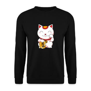 Porte-bonheur Maneki Neko Japon - Sweat-shirt Unisexe - noir - Devant - Alina (178cm) & Michal (187cm)