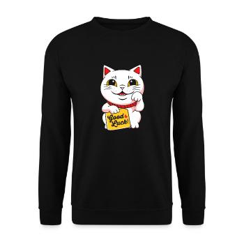 Porte-bonheur Maneki Neko Japon - Sweat-shirt Unisexe - noir - Devant - Alina (178cm) & Michal (187cm)