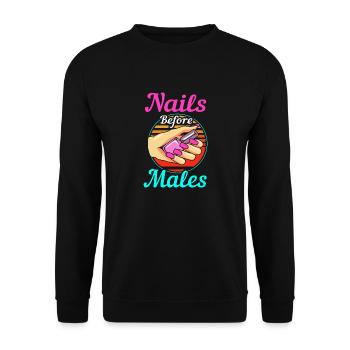 Nageldesignerin Nagel Kosmetik Kosmetikerin - Unisex Pullover - Schwarz - Vorne - Alina (178cm) & Michal (187cm)