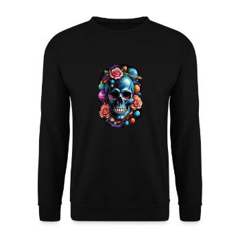 Space Planets Skull - Unisex Sweatshirt - black - Front - Alina (178cm) & Michal (187cm)