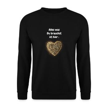 Alles was Du brauchst... - Unisex Pullover - Schwarz - Vorne - Alina (178cm) & Michal (187cm)