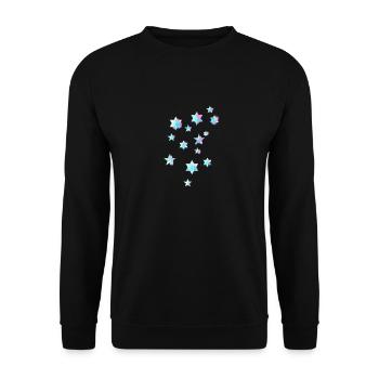 Sterne,bunt,Zeichnung,Graffiti,Malerei - Unisex Pullover - Schwarz - Vorne - Alina (178cm) & Michal (187cm)