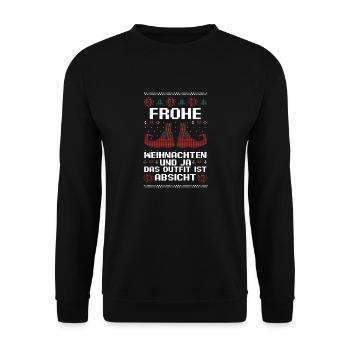 Weihnachtsmann Weihnachtsfest Ugly Christmas - Unisex Pullover - Schwarz - Vorne - Alina (178cm) & Michal (187cm)
