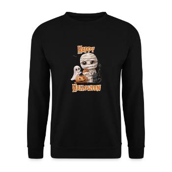 Halloween – Happy Halloween cute cat as mummy - Unisex Sweatshirt - black - Front - Alina (178cm) & Michal (187cm)