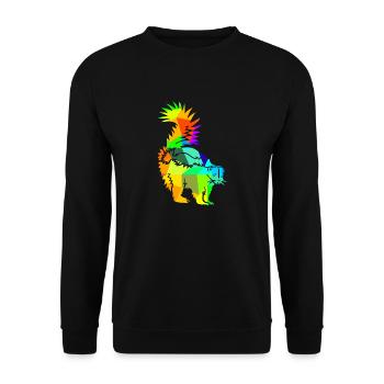 Stinktier Regenbogen Tiere Polygon - Unisex Pullover - Schwarz - Vorne - Alina (178cm) & Michal (187cm)