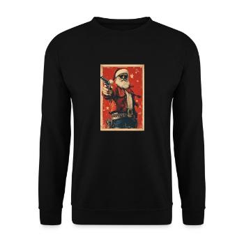 Santa der Scharfschütze - Unisex Pullover - Schwarz - Vorne - Alina (178cm) & Michal (187cm)