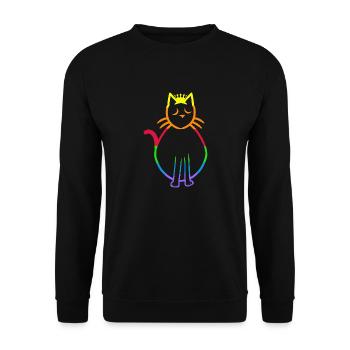 80er 90er Retro Vintage Katze Katzen Kätzchen - Unisex Pullover - Schwarz - Vorne - Alina (178cm) & Michal (187cm)