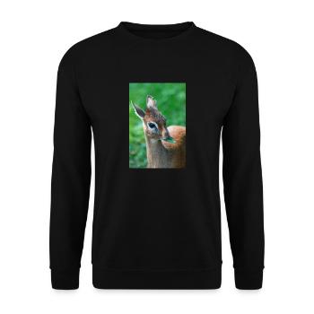 Kirk's dik-dik (auf Deutsch Kirk-Dikdik Zwergrüssel - Unisex Pullover - Schwarz - Vorne - Alina (178cm) & Michal (187cm)