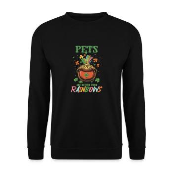 St Patricks Day Pets Better Than Rainbows - Unisex Sweatshirt - black - Front - Alina (178cm) & Michal (187cm)