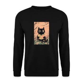 Cute cat - book lover, Cat lover shirt, bags,Tank - Unisex Sweatshirt - black - Front - Alina (178cm) & Michal (187cm)