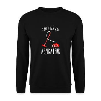 J peux pas j ai aspirateur - Sweat-shirt Unisexe - noir - Devant - Alina (178cm) & Michal (187cm)