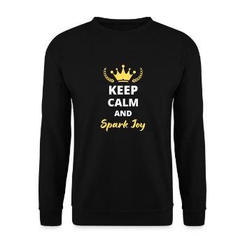 “Keep Calm and Spark Joy” - Positif et inspirant - Sweat-shirt Unisexe - noir - Devant - Alina (178cm) & Michal (187cm)