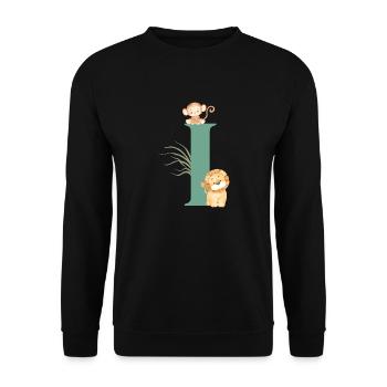 Letter i Green Jungle Animals - Unisex Sweatshirt - black - Front - Alina (178cm) & Michal (187cm)