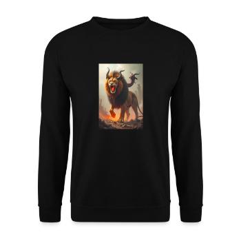Chimera, three-headed monster, lion breathing fire - Unisex Sweatshirt - black - Front - Alina (178cm) & Michal (187cm)