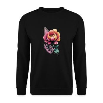 Elegante Pfingstrose - Unisex Pullover - Schwarz - Vorne - Alina (178cm) & Michal (187cm)