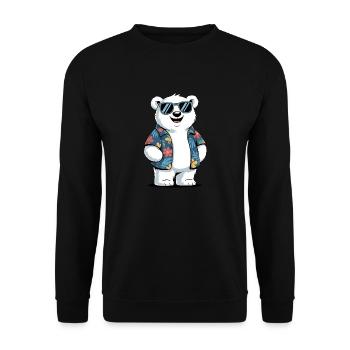 Funny Summer Polar Bear - Unisex Sweatshirt - black - Front - Alina (178cm) & Michal (187cm)