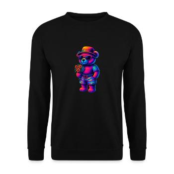 Ours en peluche de couleur néon au look plage - Sweat-shirt Unisexe - noir - Devant - Alina (178cm) & Michal (187cm)