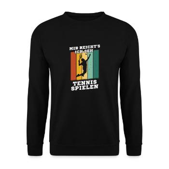 Tennis Vintage Retro Tennisspieler Sport Hobby - Unisex Pullover - Schwarz - Vorne - Alina (178cm) & Michal (187cm)