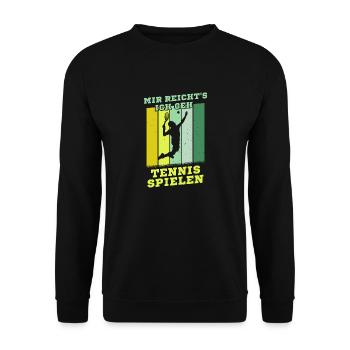 Tennis Vintage Retro Tennisspieler Sport Hobby - Unisex Pullover - Schwarz - Vorne - Alina (178cm) & Michal (187cm)