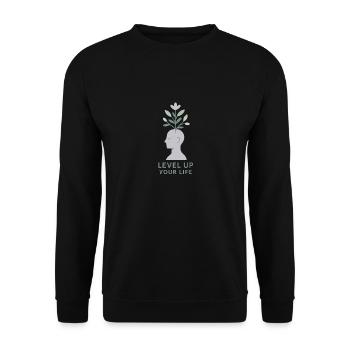 Level Up Your Life – Inneres Wachstum - Unisex Pullover - Schwarz - Vorne - Alina (178cm) & Michal (187cm)