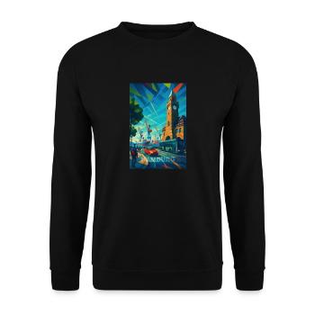 Hamburg LANDUNGSBRÜCKEN – Gateway to the Harbour - Unisex Sweatshirt - black - Front - Alina (178cm) & Michal (187cm)
