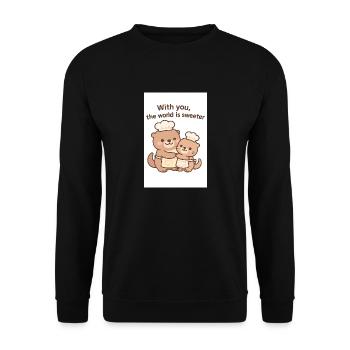 Avec vous, le monde est plus doux - Loutre Kawaii mignonne - Sweat-shirt Unisexe - noir - Devant - Alina (178cm) & Michal (187cm)