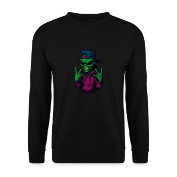 ALIENT THUG - gang signs - Unisex Sweatshirt - black - Front - Alina (178cm) & Michal (187cm)