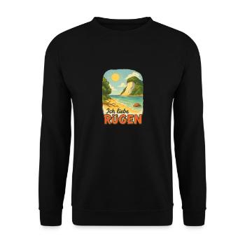 Ich liebe Rügen - Unisex Pullover - Schwarz - Vorne - Alina (178cm) & Michal (187cm)