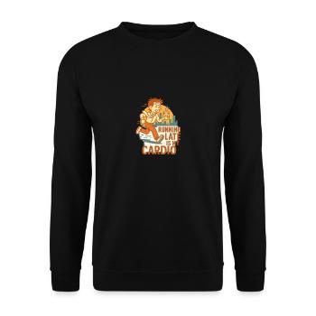 Homme cardio en retard - Sweat-shirt Unisexe - noir - Devant - Alina (178cm) & Michal (187cm)