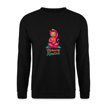 Morning Routine Cat Yoga - Unisex Pullover - Schwarz - Vorne - Alina (178cm) & Michal (187cm)