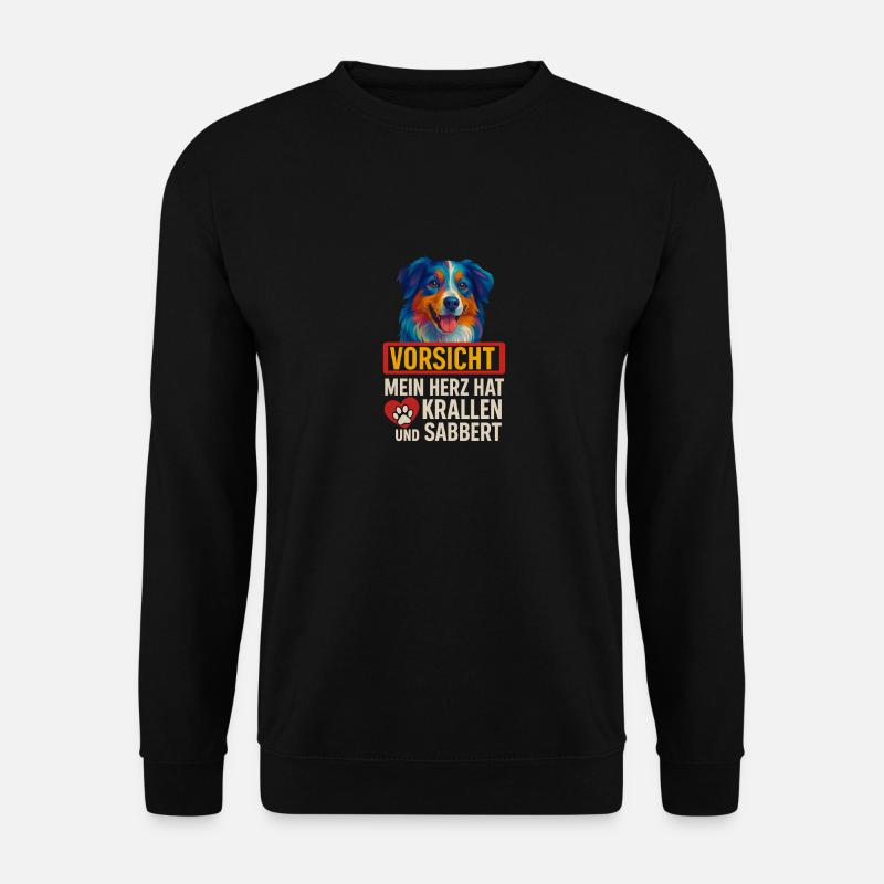Mein Herz hat Krallen und sabbert - Unisex Pullover - Schwarz