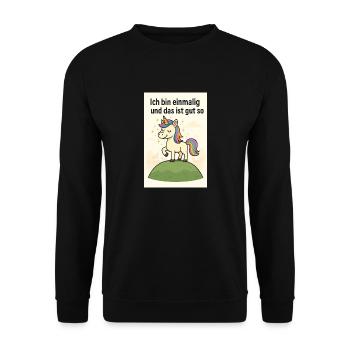 Ich bin einmalig und das ist gut so - Unisex Pullover - Schwarz - Vorne - Alina (178cm) & Michal (187cm)