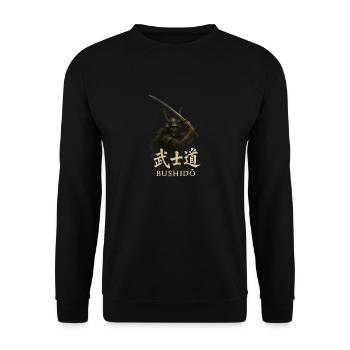 Ehre. Mut. Disziplin. Bushidō. - Unisex Pullover - Schwarz - Vorne - Alina (178cm) & Michal (187cm)