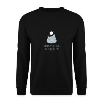 Introverting in Progress – For quiet hours - Unisex Sweatshirt - black - Front - Alina (178cm) & Michal (187cm)