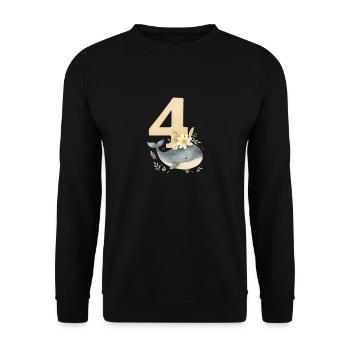 whale birthday number4 printready - Unisex Pullover - Schwarz - Vorne - Alina (178cm) & Michal (187cm)