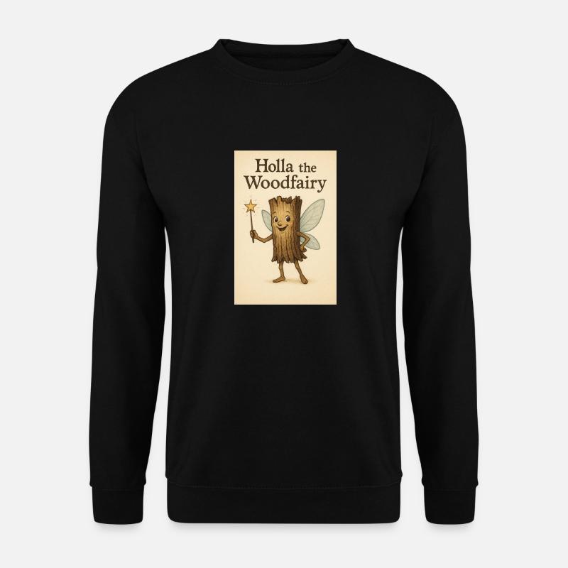 Holla the Wood fairy - Holla die Waldfee print - Unisex Pullover - Schwarz